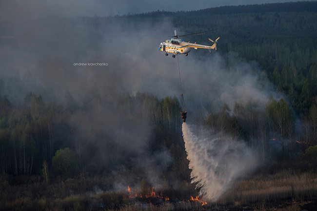 Чорнобиль, Спеціалізований авіаційний загін МНС України, Ніжин, пожежники