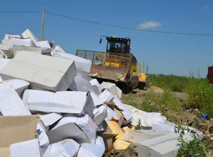 Фото знищення 10 тонн санкційного сиру в Росії