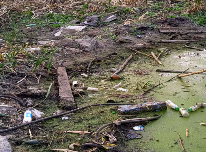 Екологічна катастрофа у центрі Ніжина: висохло озеро, оголивши купи сміття