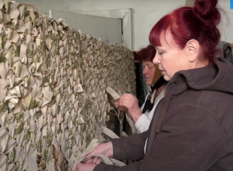 Плетуть величезні маскувальні сітки: як волонтерять жінки в селі на Чернігівщині  - Відео