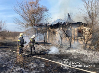 На Ніжинщині горів двоквартирний будинок: ледь не загинула 88-річна жінка