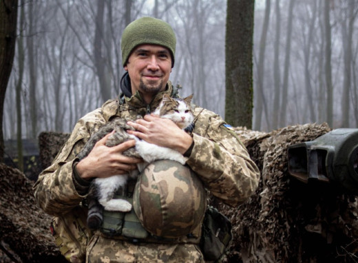 Пухнасті психологи війни: як коти й собаки підтримують українських військових фото