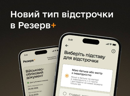 У «Резерв+» додали можливість оформити відстрочку для тих, хто є єдиною дитиною батька чи матері з інвалідністю І або ІІ групи фото