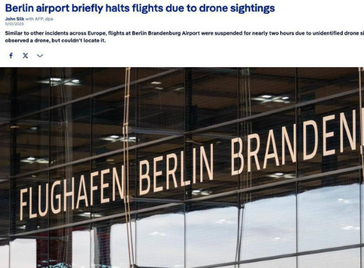 Аеропорт Берліна тимчасово призупинив роботу через появу невідомих дронів фото