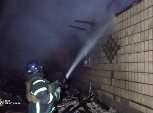 На Чернігівщині внаслідок падіння ворожого БпЛА згорів будинок  фото